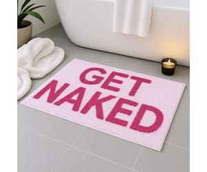 Feblilac Get Naked Bathroom Rug, Pink Non Slip Bath Mat, Cute Tufted Floor Carpet, Indoor Washable Microfiber Mats for Shower Room Fast Dry (50x80cm)