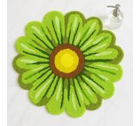 Feblilac Green Flowers Bath Rug, Floral Mat for Bathroom Cute Plant Non-Slip Floor Mats, Washable Microfiber Carpet for Living Room Home Fast Dry Area Rug