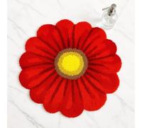 Feblilac Red Flowers Bath Rug, Floral Mat for Bathroom Cute Plant Non-Slip Floor Mats, Washable Microfiber Carpet for Living Room Home Fast Dry Area Rug