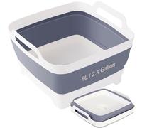 Febortiey Collapsible Dish Tub 9L-Collapsible Basin Bucket Portable Sink-Outdoor Multiuse Foldable Sink Tub Wash Dish Basin for Kitchen Sink RV Camping