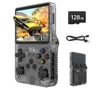 Febotak R36S Retro Handheld Game Console, 3.5 Inch IPS Screen, 128GB Memory, Over 40,000 Games, Based on LINXU Open Source ARKOS, 3500mAh Battery (black)