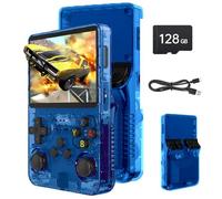 Febotak R36S Retro Handheld Game Console, 3.5 Inch IPS Screen, 128GB Memory, Over 40,000 Games, Based on LINXU Open Source ARKOS, 3500mAh Battery (Dark blue)