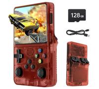 Febotak R36S Retro Handheld Game Console, 3.5 Inch IPS Screen, 128GB Memory, Over 40,000 Games, Based on LINXU Open Source ARKOS, 3500mAh Battery (rosy)