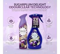 Febreeze Sugarplum Fabric & Air Freshener Duo - 500ml Fabric Spray + 185ml Air Mist Long-Lasting Odour Eliminator for Home, Car, Upholstery, Curtains & Bedding | Fresh Scent (One size)