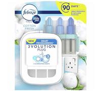 Febreze 3 Volution Smart Programming Air Freshener Plug In Starter Kit 20 ML Cotton Fresh, 3 Alternating Scents To Clean Away Odours 3 x 20 ml