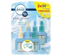 Febreze 3Volution Air Freshener Plug In Refill 2x20ML Fresh Linen, 3 Alternating Scents To Fight Odours