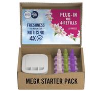 Febreze 3Volution Plug In Air Freshener Starter Kit + 4 Refills, (20mlx4), Odour Fighter & Bathroom Air Freshener, Lily Breeze, Plug In Air Freshener Refills 3Volution