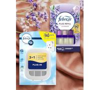 Febreze 3Volution Air Freshener Starter Kit - 1 x PLUG IN DEVICE and 1 x REFILL Bundle, Odour Eliminator for Home & Office - LAVENDER Scent 20ml