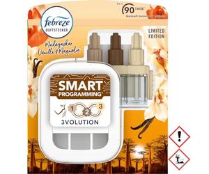 Febreze 3Volution Fragrance Plug (20 ml) Madagascar Vanilla & Magnolia Starter Set with Automatic Fresh Fragrance System, 3 Alternating Fragrances Remove Odours White