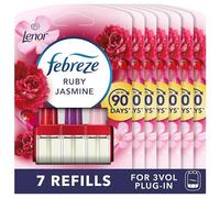 Febreze 3Volution Plug-In Air Freshener Refill, Ruby Jasmine, 7 Refills (20ML x 7), Odour Fighter & Bathroom Freshener