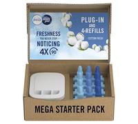 Febreze 3Volution Plug In Air Freshener Starter Kit + 4 Refills, (20mlx4), Odour Fighter & Bathroom Air Freshener, Cotton Fresh, Plug In Air Freshener Refills 3Volution
