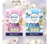 Febreze 3Volution Plug-In Refill Bundle 2 × 20 ml | COTTON FRESH & BLOSSOM BREEZE | OdourClear™ Plug Refills | Up to 90-Day Continuous Freshness