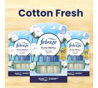 Febreze 3Volution Plug-In Refill COTTON FRESH 20ml - Pack of 3 | OdourClear™ Technology | Alternates Between 3 Scents | Up to 270 Days Freshness