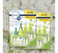 Febreze 3volution Plug in Refill WHITE JASMINE, 2 x (2 x20ml) - Total 4 refills, Suitable for Ambi Pur old and New devices
