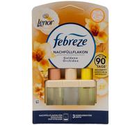 Febreze 3Volution Fragrance Plug Refill Bottle 7 x 20 ml Lenor Golden Orchid, 3 Alternating Fragrances Fight Odours