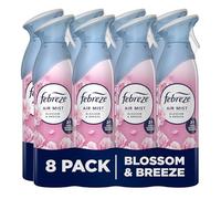 Febreze Air Freshener for Room Spray & Bathroom, Blossom & Breeze, 185ML x 8 Packs, Air Fresheners for Home