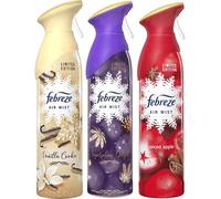 Febreze Air Freshener Spray300ml Vanilla Cookie + Sugarplum Delight + Spiced Apple Bundle Pack