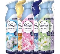 Febreze Air Mist Air Freshener Spray Odour Eliminator for Home Office Bathroom - Long Lasting Cotton Fresh Lavender White Jasmine Gold Orchid & Blossom Breeze Scents - 5 Pack x 185ml Each - Air Care D