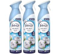 Febreze Air Mist Air Freshener Spray odour Eliminator Home & Office Fragrances - Cotton Fresh Scent - 185ml - Box of 3