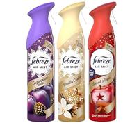 Febreze Air Mist Bundle 3 x 185ml - OdourClear Technology Eliminates Smells Fast, Light Long-Lasting Freshness for Every Room, Spiced Apple, Vanilla Cookie & Sugarplum Delight