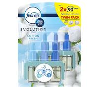 Febreze Ambi Pur 3Volution Air Freshener Plug-in Diffuser Refill, Odour Eliminator, Cotton Fresh, 40 ml, (20 ml x 2)