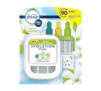 Febreze Ambi Pur 3Volution, Air Freshener Plug-In Starter Kit, 60 ml (20 x 3), Odour Eliminator & Prevention, White Jasmine