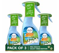 Febreze ANTIBACTERIAL Fabric Freshener Spray, FRESH LINEN Scent, 3 x 500ml, Kills 99.9% of Bacteria, Odour Eliminator for Hard to Wash Fabrics