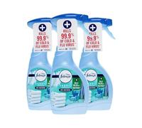 Febreze ANTIBACTERIAL Fabric Freshener Spray, FRESH LINEN Scent, 3 x 500ml Twin Pack, Kills 99.9% of Bacteria, Odour Eliminator for Hard to Wash Fabrics