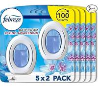 Febreze Bathroom Air Freshener, 10 Units, Odour Eliminator & Prevention, Lenor Spring Awakening Scent, (5 Twin Packs)
