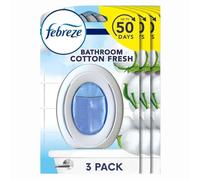 Febreze Bathroom Air Freshener Cotton Fresh 7.5ml x 3 - Odour Eliminator - Continuous Freshness Up to 50 Days with Welari Thank You Card | (3 Pack)