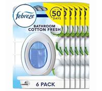 Febreze Bathroom Air Freshener Cotton Fresh 7.5ml x 6 - Odour Eliminator - Continuous Freshness Up to 50 Days with Welari Thank You Card | (6 Pack)