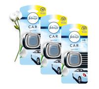 Febreze Car Clip Air Freshener COTTON FRESH - Pack of 3 (2 ml Vent Clips) | OdourClear Technology for Up to 30 Days of Freshness