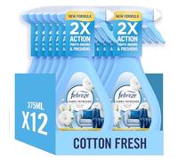 Febreze Fabric Freshener Spray Cotton Fresh 12 x 385ML, Fights Tough Odours Trapped In Fabrics And Leaves A Fresh Scent