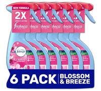 Febreze Fabric Refresher & Air Freshener Spray Laundry & Fabrics Scent Boosters - Sofas, Carpet & Curtains Odour Eliminator - Blossom & Breeze 375ml - Box of 6