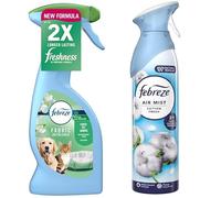 Febreze Fabric Refresher Pet Odour Fighter 375ml & Febreze Air Mist Cotton Fresh 185ml | Eliminates Pet Smells & Freshens Home | Long-Lasting Fabric and Air Freshener Spray Set