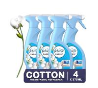 Febreze Fabric Refresher Spray COTTON FRESH - Pack of 4 × 375 ml | OdourClear Heavy-Duty Fabric Spray | Eliminates Tough Odours from Sofas, Curtains & Carpets