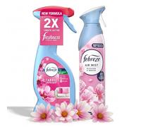Febreze Fabric Spray Blossom Breeze & Febreze Air Mist 185 ml Duo - Odour Eliminating Fabric & Room Spray for Long Lasting Freshness in Home, Car, Upholstery & Bedding