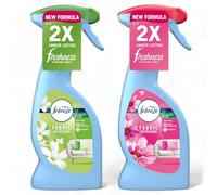 Febreze Fabric Spray bundle, 1 x BLOSSOM BREEZE 375ml and 1 x WHITE JASMINE 375ml, Fight Odour from Fabric, Suitable for Sofa, Curtains and Fabrics, Safe around Dogs and Cats