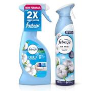 Febreze Fabric Spray Cotton Fresh and Febreze Air Mist Cotton Fresh 185ml - Odour Eliminating Fabric Refresher and Air Freshener Spray Duo for Long Lasting Freshness, Home, Car, Upholstery, Bedding