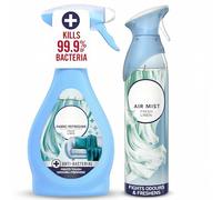 Febreze Fresh Linen Home Freshener Bundle - Fabric Refresher 385ml & Air Mist 185ml, Odour Eliminating Spray, Kills 99.9% Bacteria in Fabrics, Long Lasting Linen Scent for Home & Fabrics
