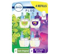 Febreze Odor-Fighting Fade Defy PLUG Air Freshener Gain Moonlight Breeze Gain Original 0.87 fl. oz. Oil Refills 4 Refills (2 of Each)