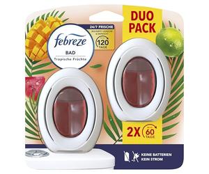 Febreze Tropical Fruit Bath Air Freshener, Continuous Odour Control and Prevention, Pack of 2
