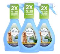 Febreze Unstoppable Fabric Freshener Spray Bundle - 3 x 500ml, Water-Based Fabric & Carpet Odour Eliminator, Room & Home Air Freshener Spray with Card - Bulk Buy Pack (Pet Fresh)