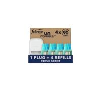 Febreze Unstoppables 3Volution Plug In Air Freshener Starter Kit, Plug-In Diffuser: 1 Plug + 4 Refill Sets, Electronic Odour Eliminator For Home