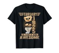 February 101st Birthday Men Women 1925 Awesome Teddy Bear T-Shirt