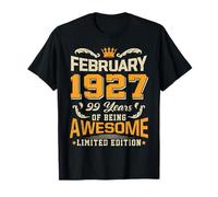 February 1927 Vintage 99 Years Awesome 99th Birthday Feb T-Shirt