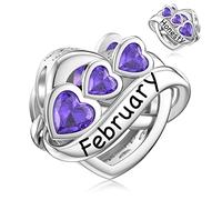 February Amethyst Birthstone Charm for Pandora Bracelet Birthday Bead