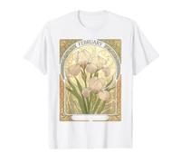 February Birthday Iris Flowers Art Nouveau Style Value Graphic T-Shirt