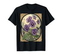 February Birthday Viola Flowers Art Nouveau Style T-Shirt