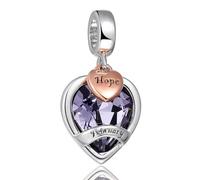 February Birthstone Charms for Women Bracelets Purple Heart Charm fit Pandora Bracelets Birthday Gifts for Women Girls